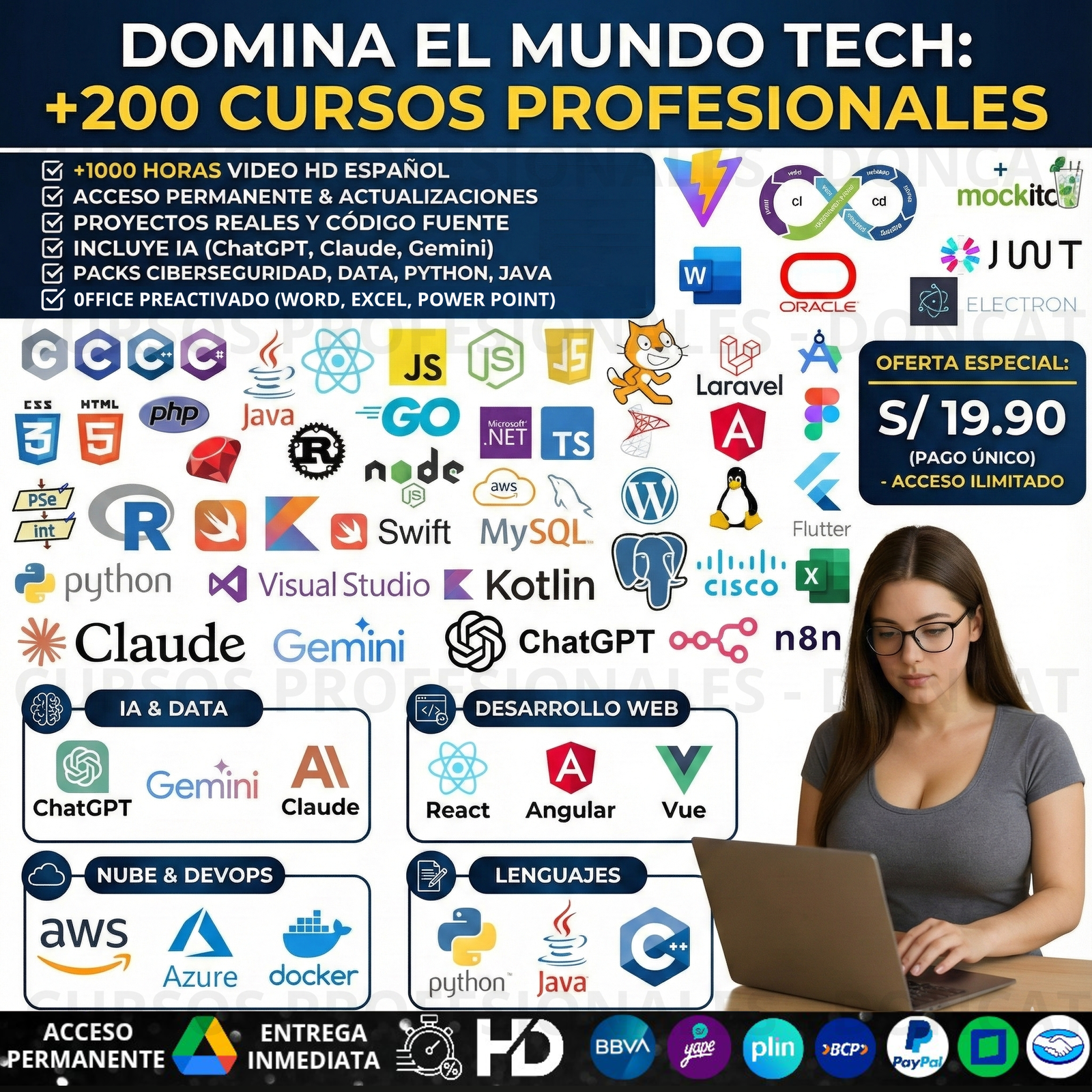 MEGAPACK 200 CURSOS DE PROGRAMACIÓN + BASE DE DATOS + IA